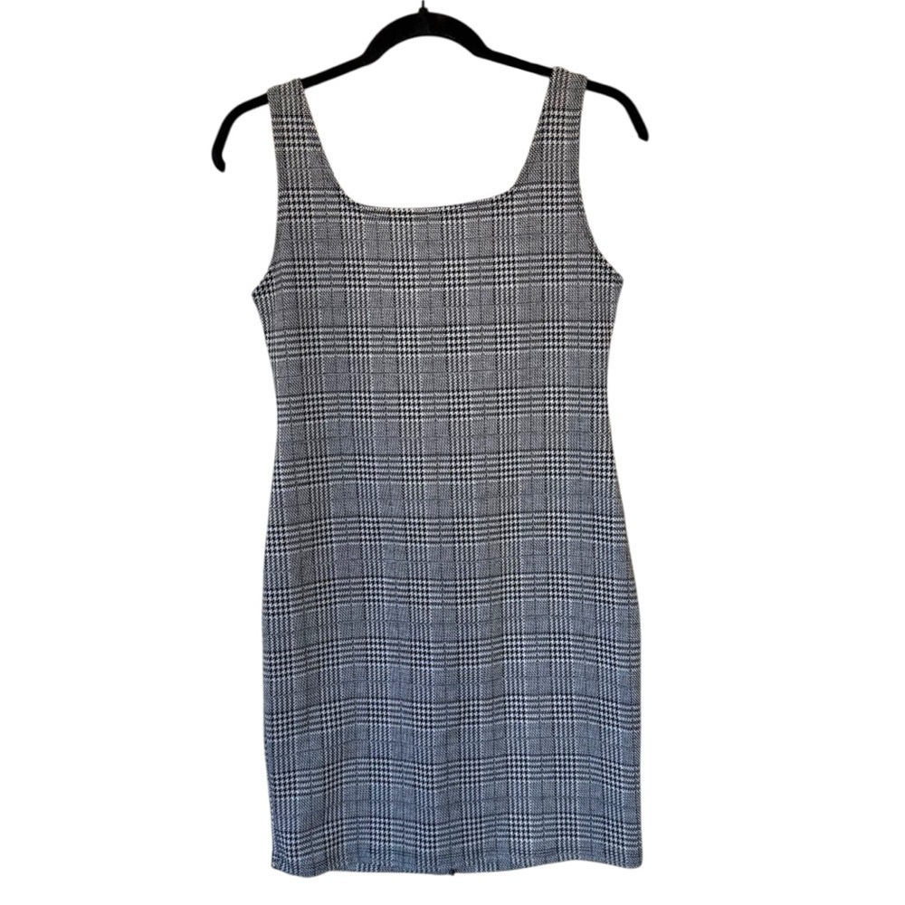 Popular Basics Plaid Mini Dress Sleeveless Square Neck Preppy Chic L - Picture 2 of 7